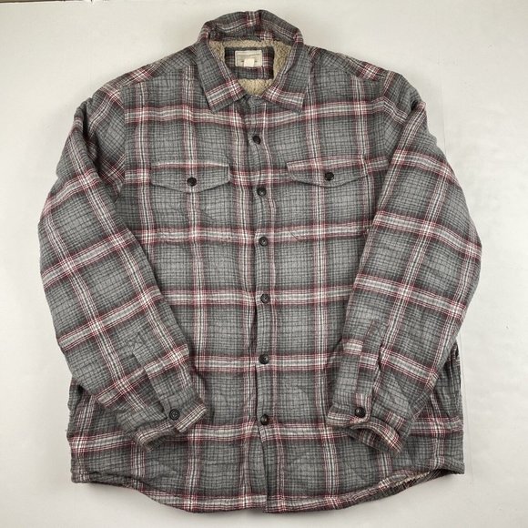 Field & Stream Jackets & Coats Field Stream Button Up Sherpa Lined Shirt Jacket Mens L Plaid